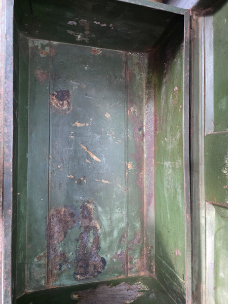 Vintage Rustic Indian Metal Bombay Railway Carriage Steamer Trunk  Display Prop