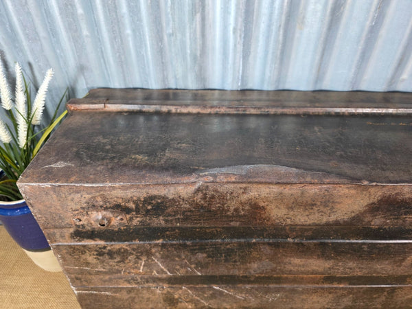Vintage Rustic Indian Metal Bombay Railway Carriage Steamer Trunk  Display Prop