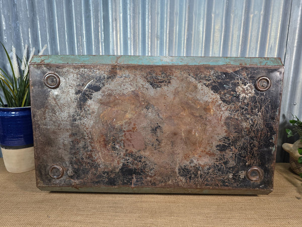 Vintage Rustic Indian Metal Bombay Railway Carriage Steamer Trunk  Display Prop