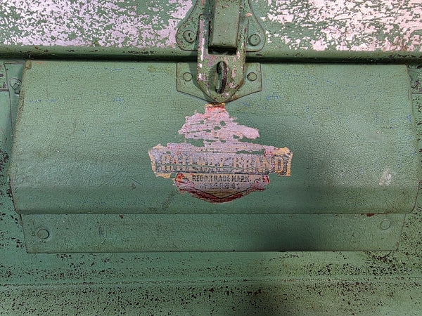 Vintage Rustic Indian Metal Bombay Railway Carriage Steamer Trunk  Display Prop