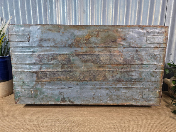 Vintage Rustic Indian Metal Bombay Railway Carriage Steamer Trunk  Display Prop