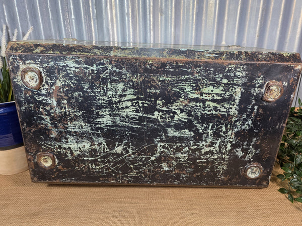 Vintage Rustic Indian Metal Bombay Railway Carriage Steamer Trunk  Display Prop