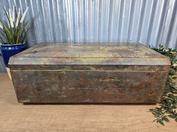 Vintage Rustic Indian Metal Bombay Railway Carriage Steamer Trunk  Display Prop