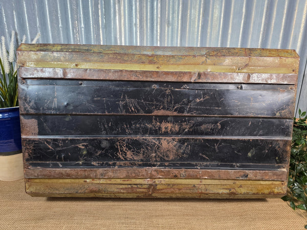 Vintage Rustic Indian Metal Bombay Railway Carriage Steamer Trunk  Display Prop