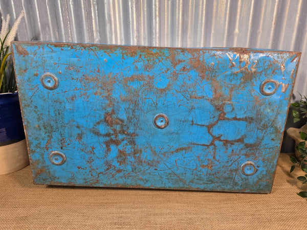 Vintage Rustic Indian Metal Bombay Railway Carriage Steamer Trunk  Display Prop