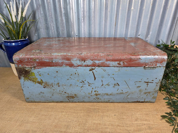Vintage Rustic Indian Metal Bombay Railway Carriage Steamer Trunk  Display Prop