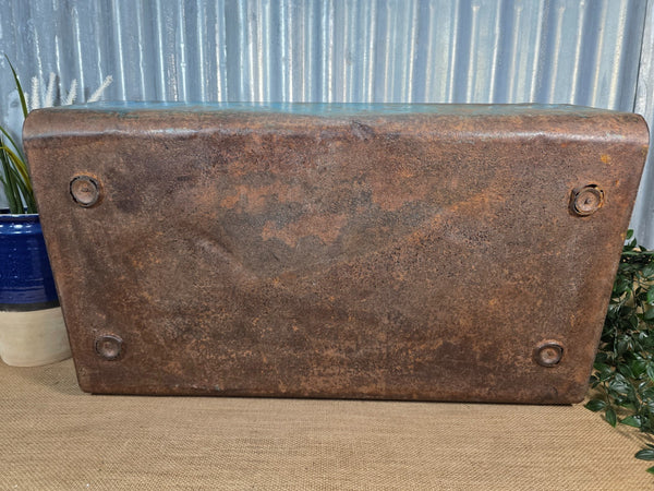 Vintage Rustic Indian Metal Bombay Railway Carriage Steamer Trunk  Display Prop