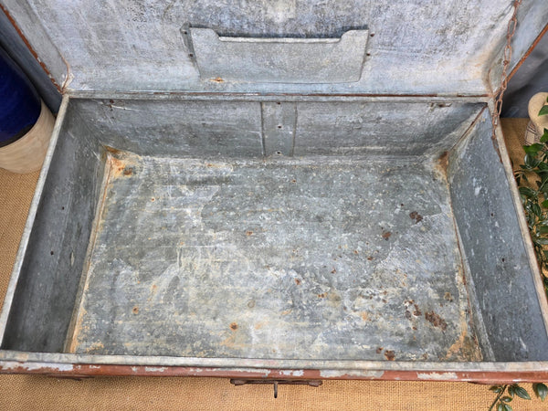 Vintage Rustic Indian Metal Bombay Railway Carriage Steamer Trunk  Display Prop