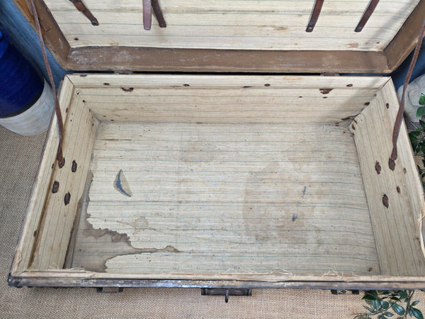 Vintage Rustic Indian Wooden Bombay Railway Carriage Steamer Trunk  Display Prop