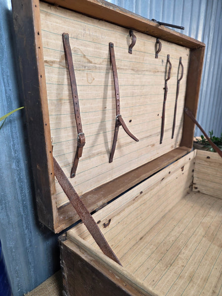 Vintage Rustic Indian Wooden Bombay Railway Carriage Steamer Trunk  Display Prop