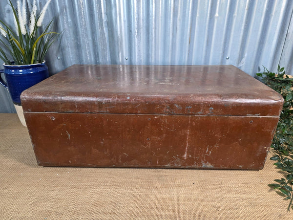 Vintage Rustic Indian Metal Bombay Railway Carriage Steamer Trunk  Display Prop