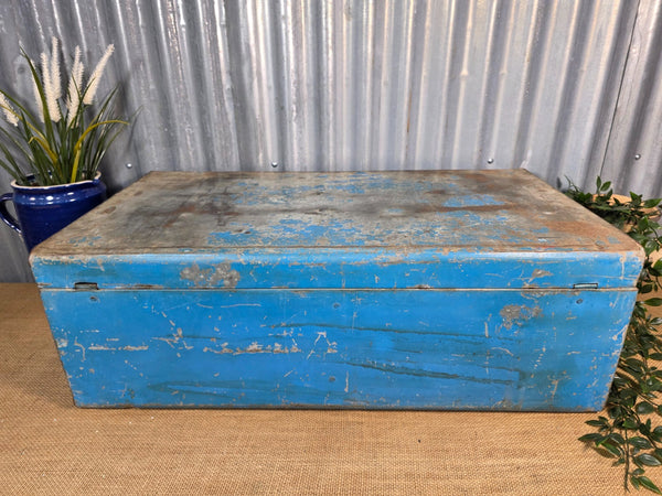 Vintage Rustic Indian Metal Bombay Railway Carriage Steamer Trunk  Display Prop
