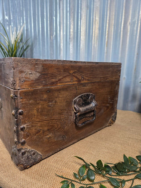Vintage Rustic Indian Wooden Bombay Railway Carriage Steamer Trunk  Display Prop