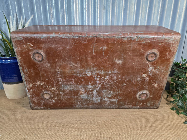 Vintage Rustic Indian Metal Bombay Railway Carriage Steamer Trunk  Display Prop