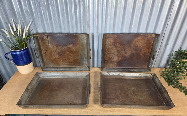 Large Vintage Rustic Reclaimed Rectangular Metal Serving Drinks Potting Tray