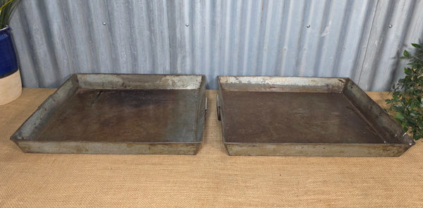 Large Vintage Rustic Reclaimed Rectangular Metal Serving Drinks Potting Tray