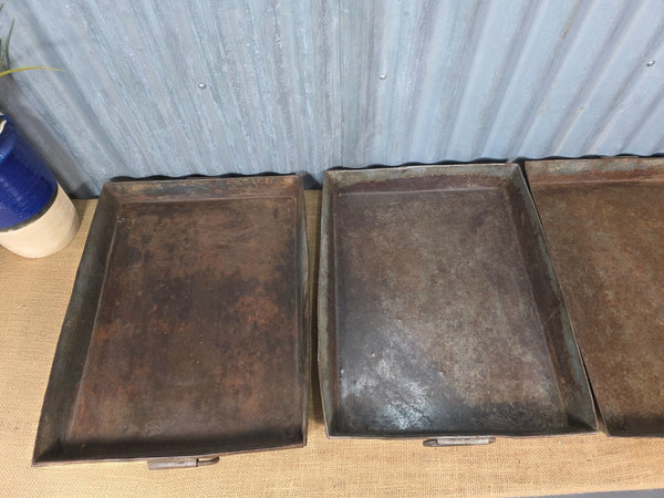 Large Vintage Rustic Reclaimed Rectangular Metal Serving Drinks Potting Tray