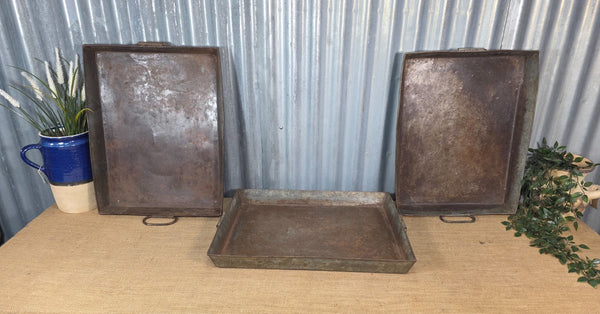 Large Vintage Rustic Reclaimed Rectangular Metal Serving Drinks Potting Tray