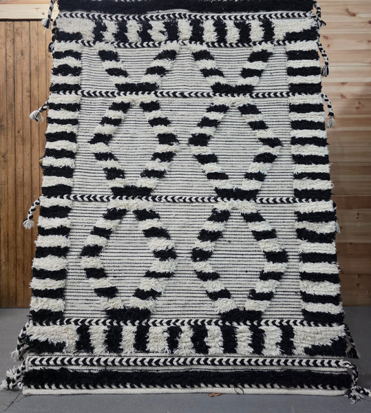 Large Hand Made Bohemian Boho Moroccan Berber Style 4ft  6ft Wool And Cotton Rug