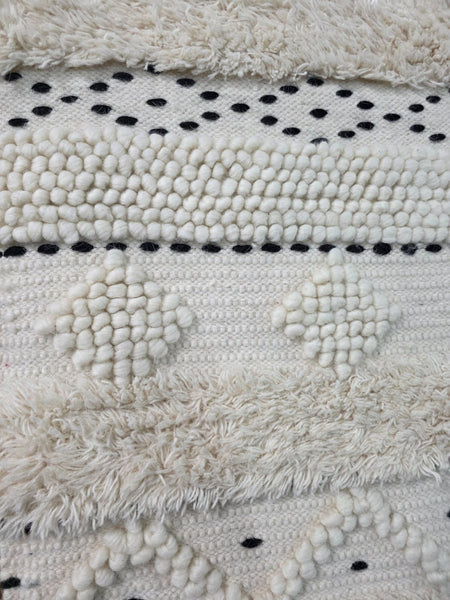 Large Hand Made Bohemian Boho Moroccan Berber Style 4ft  6ft Wool And Cotton Rug