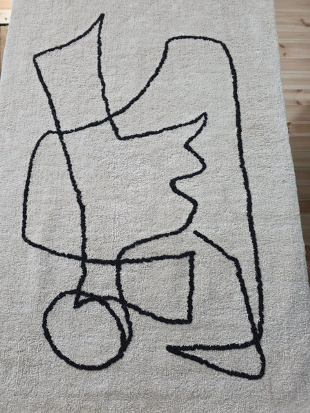 Large Hand Made Bohemian Boho Moroccan Berber Style 4ft  6ft Wool And Cotton Rug
