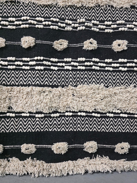 Large Hand Made Bohemian Boho Moroccan Berber Style 4ft  6ft Wool And Cotton Rug