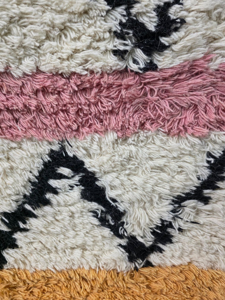 Large Hand Made Bohemian Boho Moroccan Berber Style 4ft  6ft Wool And Cotton Rug