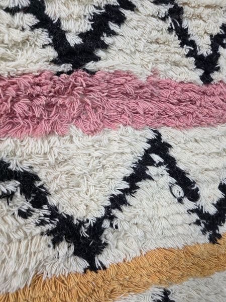 Large Hand Made Bohemian Boho Moroccan Berber Style 4ft  6ft Wool And Cotton Rug