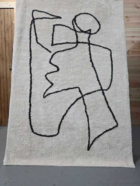 Large Hand Made Bohemian Boho Moroccan Berber Style 4ft  6ft Wool And Cotton Rug