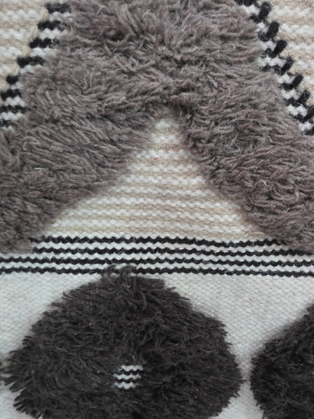 Large Hand Made Bohemian Boho Moroccan Berber Style 4ft  6ft Wool And Cotton Rug