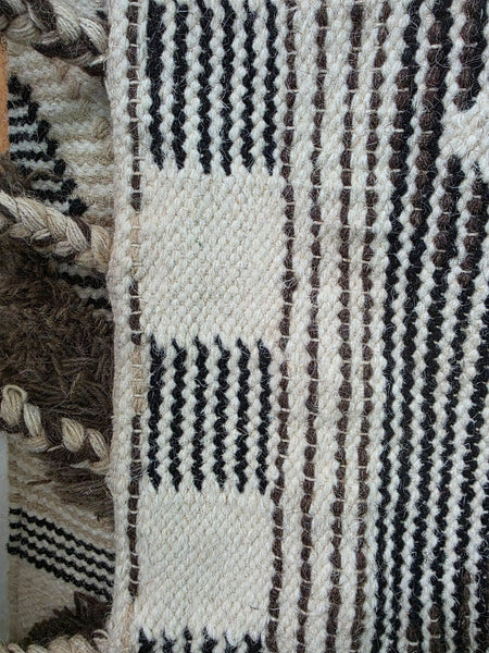 Large Hand Made Bohemian Boho Moroccan Berber Style 4ft  6ft Wool And Cotton Rug