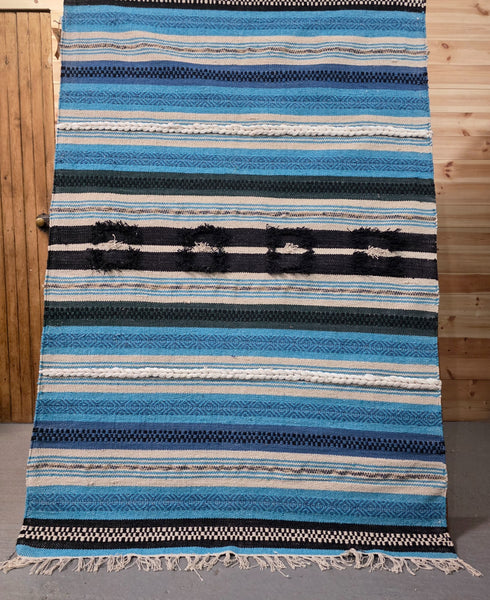 Large Hand Made Bohemian Boho Moroccan Berber Style 4ft  6ft Wool And Cotton Rug