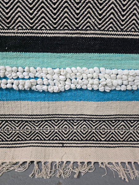 Large Hand Made Bohemian Boho Moroccan Berber Style 4ft  6ft Wool And Cotton Rug
