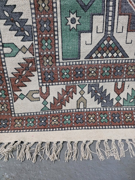 Large Hand Made Bohemian Boho Turkish Style Kilim 4ft  6ft Cotton Rug