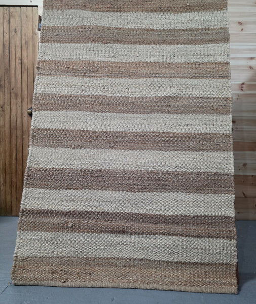 Large 6ft x 4ft Hand Woven Striped Jute Rug