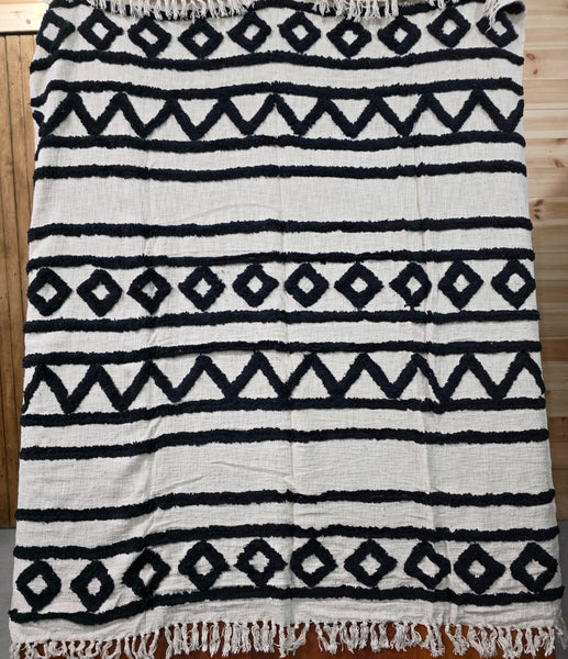Large 100% Cotton Hand Woven Boho Bohemian Tufted Throw