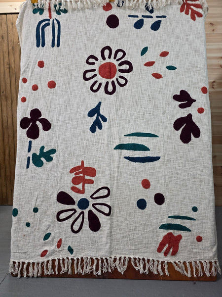 Large 100% Cotton Hand Woven Boho Bohemian Tufted Throw