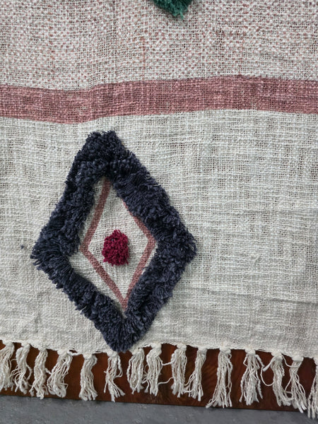 Large 100% Cotton Hand Woven Boho Bohemian Tufted Throw