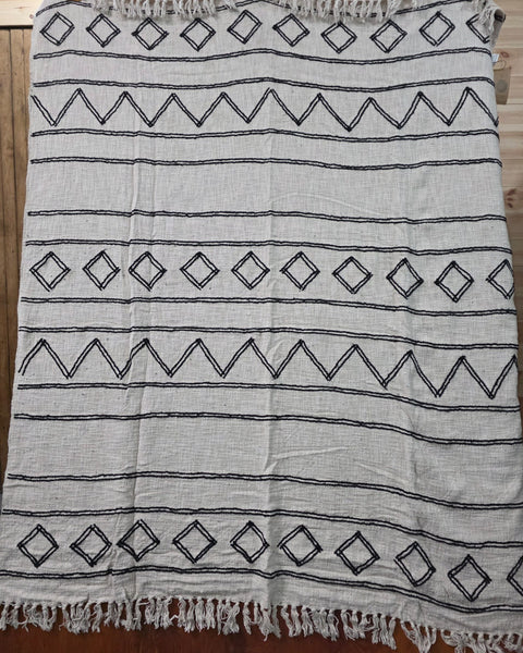 Large 100% Cotton Hand Woven Boho Bohemian Tufted Throw