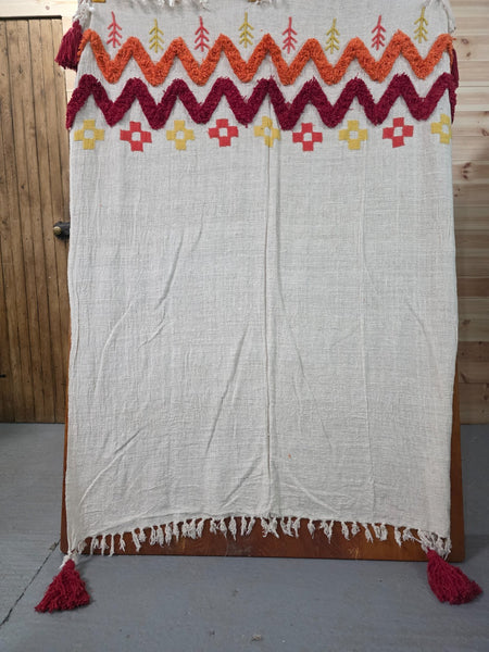 Large 100% Cotton Hand Woven Boho Bohemian Tufted Throw