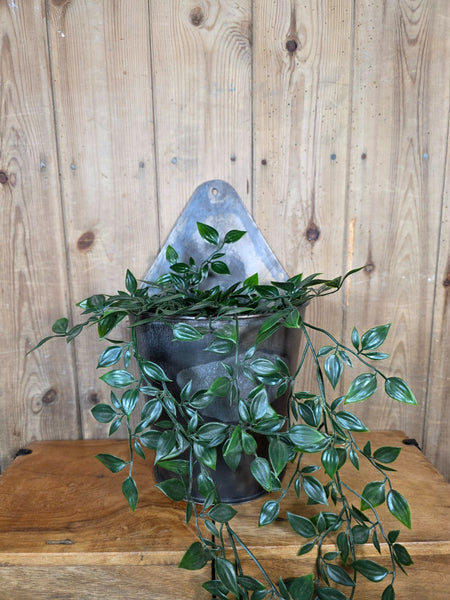 Vintage Reclaimed Rustic Galvanised Metal Half Bucket Wall Herb Planter Tub