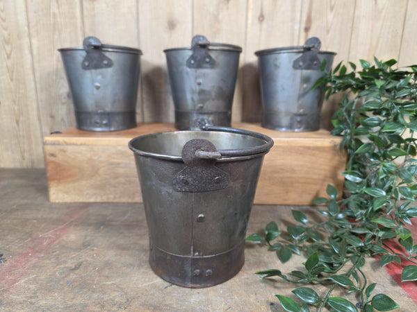 Vintage Rustic Galvanised Mini Bucket Herb Planter Utensils Condiments