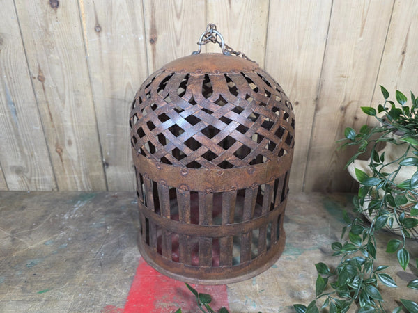 Rustic Reclaimed Industrial Hand Made Riveted Metal Lattice Pendant Light Shade