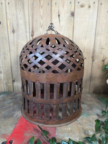 Rustic Reclaimed Industrial Hand Made Riveted Metal Lattice Pendant Light Shade