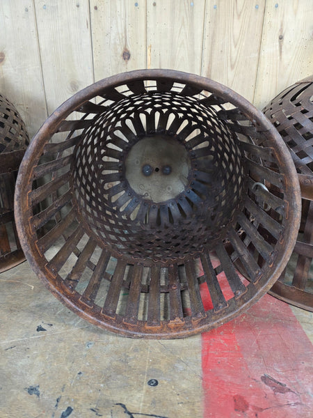 Rustic Reclaimed Industrial Riveted Metal Lattice Bird Cage Pendant Light Shade