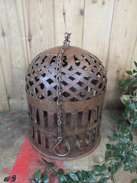 Rustic Reclaimed Industrial Hand Made Riveted Metal Lattice Pendant Light Shade