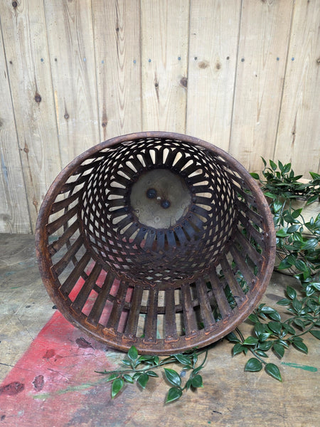 Rustic Reclaimed Industrial Riveted Metal Lattice Bird Cage Pendant Light Shade