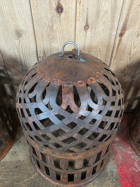 Rustic Reclaimed Industrial Hand Made Riveted Metal Lattice Pendant Light Shade