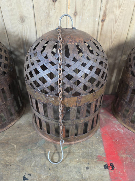 Rustic Reclaimed Industrial Hand Made Riveted Metal Lattice Pendant Light Shade