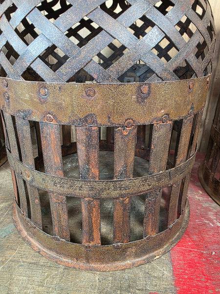 Rustic Reclaimed Industrial Hand Made Riveted Metal Lattice Pendant Light Shade